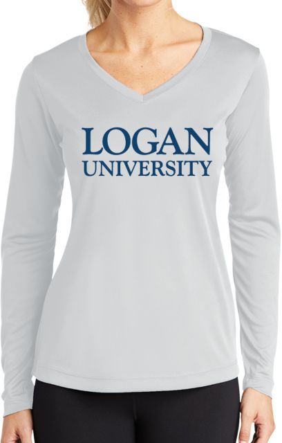 Logan Womens Performance Long Sleeve V Neck Shirt Primary Stacked - ONLINE ONLY