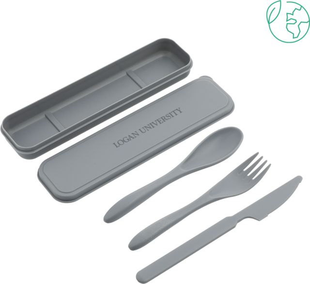 Logan Bamboo Fiber Cutlery Set Primary Logo Engraved - ONLINE ONLY